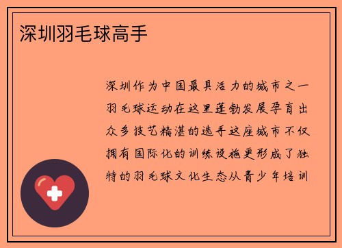深圳羽毛球高手