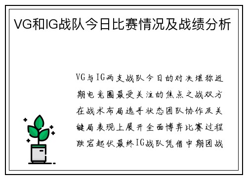 VG和IG战队今日比赛情况及战绩分析